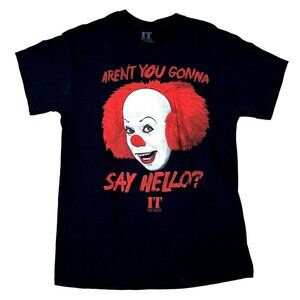 Stephen King's IT Aren't You Gonna Say Hello Pennywise T-Shirt Black Mens Medium